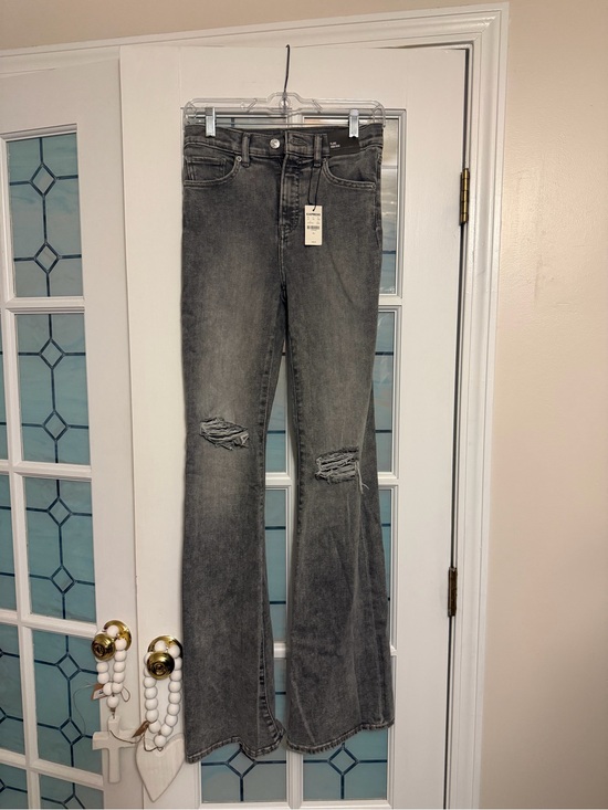 Express Denim - Express Gray Distressed Flare Jeans